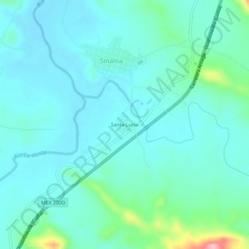 Mapa topográfico Santa Lucia, altitude, relevo