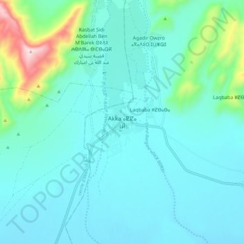 Mapa topográfico Akka, altitude, relevo