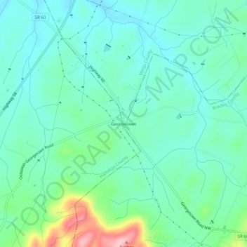 Mapa topográfico Georgetown, altitude, relevo
