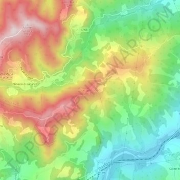Mapa topográfico Castelnuovo, altitude, relevo