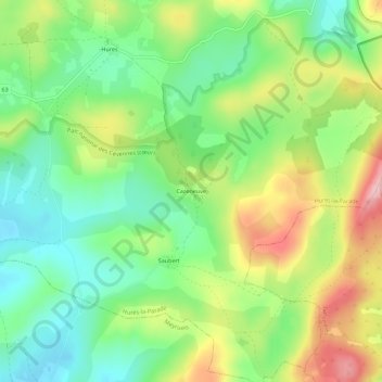 Mapa topográfico Cazeneuve, altitude, relevo