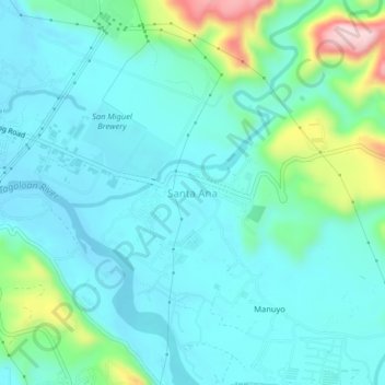 Mapa topográfico Santa Ana, altitude, relevo