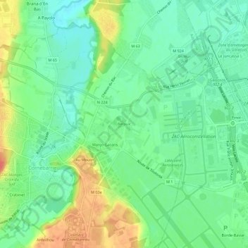 Mapa topográfico Beroux, altitude, relevo