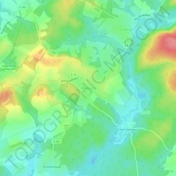Mapa topográfico Athesans, altitude, relevo