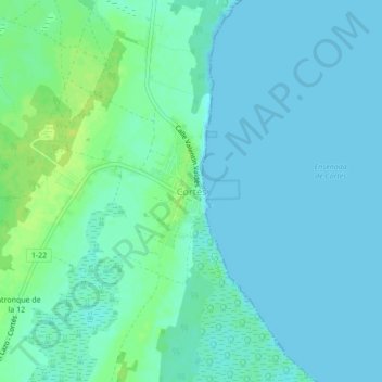 Mapa topográfico Cortés, altitude, relevo