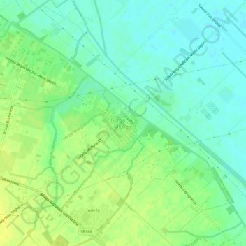 Mapa topográfico Borgo San Michele, altitude, relevo