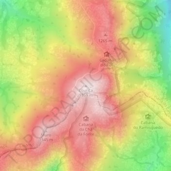 Mapa topográfico Louriça, altitude, relevo