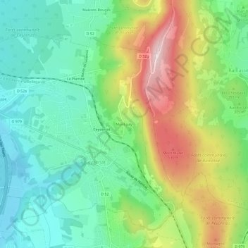 Mapa topográfico Mont-July, altitude, relevo