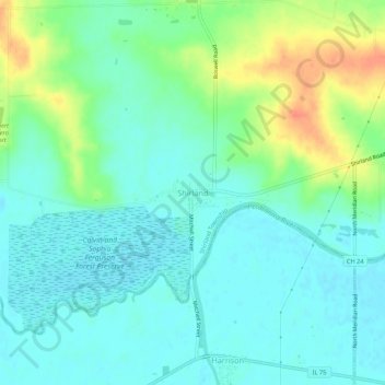 Mapa topográfico Shirland, altitude, relevo
