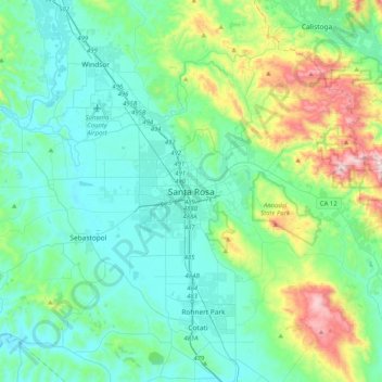 Mapa topográfico Santa Rosa, altitude, relevo