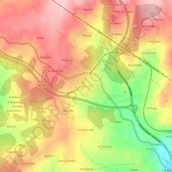 Mapa topográfico Maside, altitude, relevo