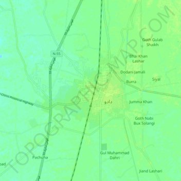 Mapa topográfico Dadu, altitude, relevo