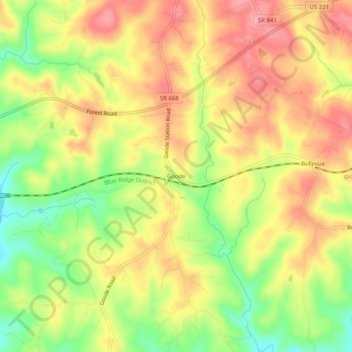 Mapa topográfico Goode, altitude, relevo