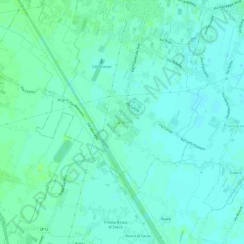 Mapa topográfico Sandon, altitude, relevo