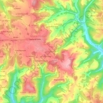 Mapa topográfico La Champonnerie, altitude, relevo