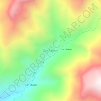 Mapa topográfico San Ramon, altitude, relevo