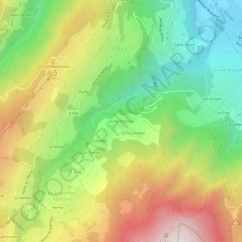 Mapa topográfico Le Fey Dessous, altitude, relevo