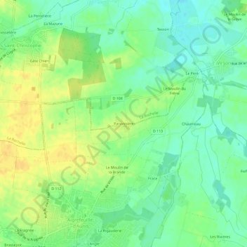 Mapa topográfico Panonnière, altitude, relevo