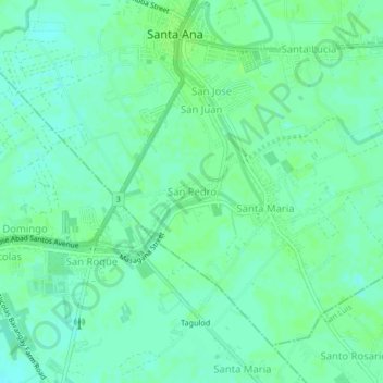 Mapa topográfico San Pedro, altitude, relevo