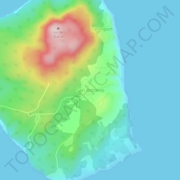 Mapa topográfico San Antonio, altitude, relevo