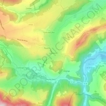 Mapa topográfico La Bataille, altitude, relevo