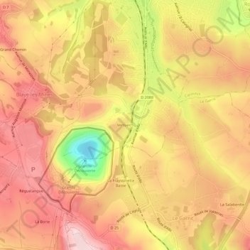 Mapa topográfico Vertuech, altitude, relevo