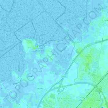 Mapa topográfico Bert, altitude, relevo