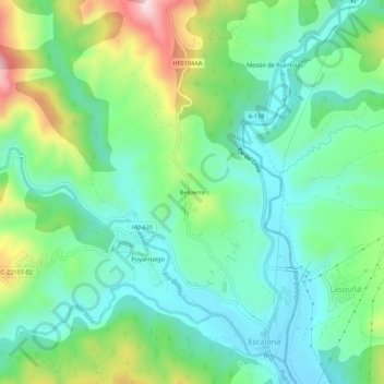 Mapa topográfico Belsierre, altitude, relevo