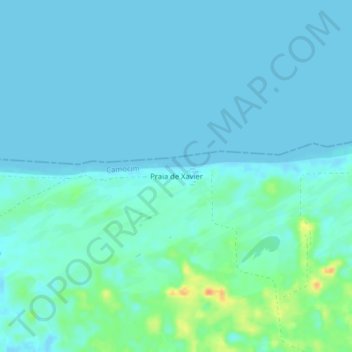 Mapa topográfico Praia de Xavier, altitude, relevo