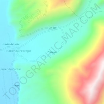 Mapa topográfico Pedregal, altitude, relevo