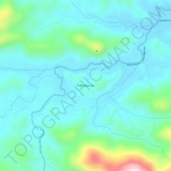 Mapa topográfico Três Barras, altitude, relevo