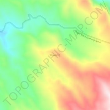 Mapa topográfico Tawang, altitude, relevo