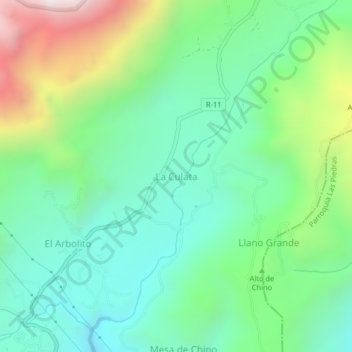 Mapa topográfico La Culata, altitude, relevo