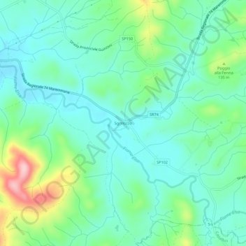 Mapa topográfico Sgrillozzo, altitude, relevo