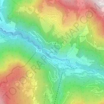 Mapa topográfico Fontaine, altitude, relevo