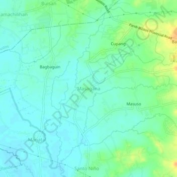 Mapa topográfico Masagana, altitude, relevo