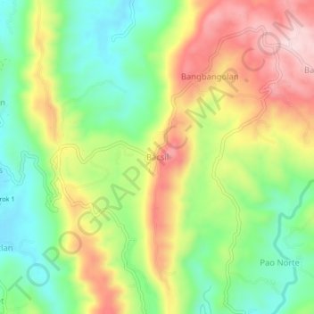 Mapa topográfico Bacsil, altitude, relevo