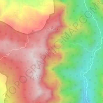 Mapa topográfico Kariango, altitude, relevo