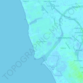 Mapa topográfico Destra Volturno, altitude, relevo