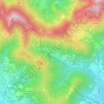 Mapa topográfico Olera, altitude, relevo
