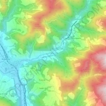 Mapa topográfico Passerini, altitude, relevo