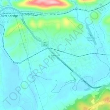 Mapa topográfico Norwood, altitude, relevo