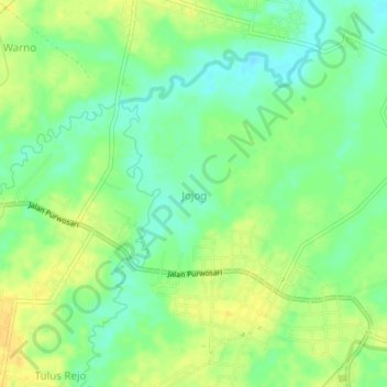 Mapa topográfico Jojog, altitude, relevo