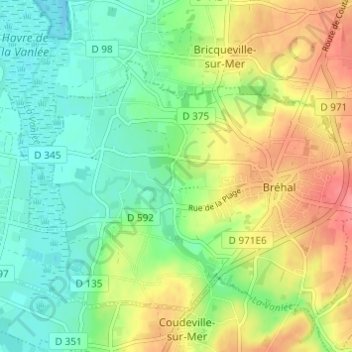 Mapa topográfico Le Village Sauvage, altitude, relevo