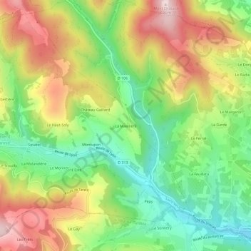 Mapa topográfico La Maletière, altitude, relevo