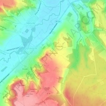 Mapa topográfico Les Argiles, altitude, relevo