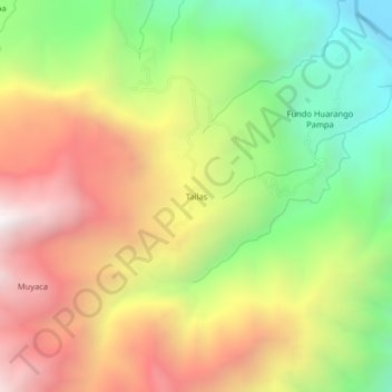 Mapa topográfico Tallas, altitude, relevo