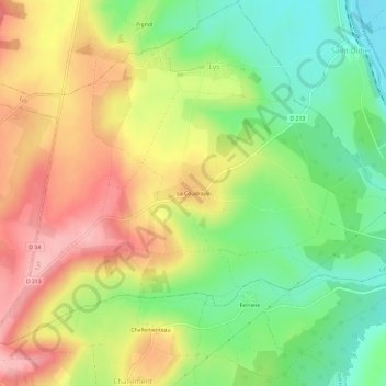 Mapa topográfico La Coudraye, altitude, relevo