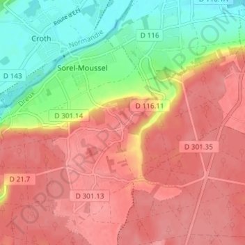 Mapa topográfico Les Maries, altitude, relevo