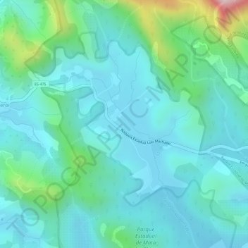 Mapa topográfico Mata das Flores, altitude, relevo